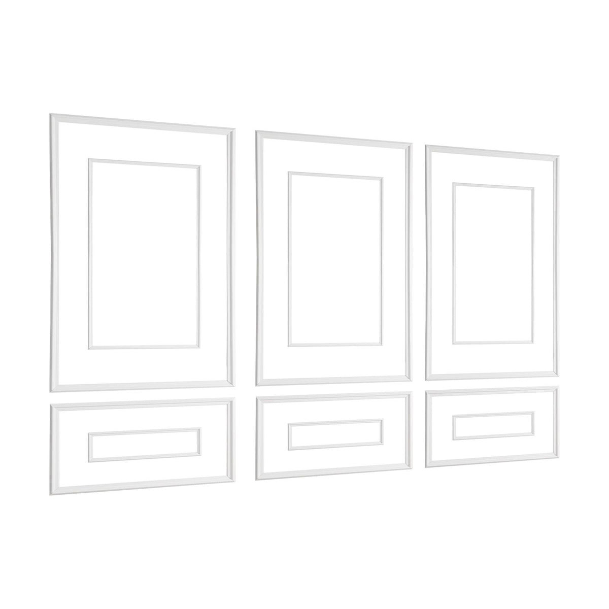 Wall Molding 3 Pack, Wainscoting Panels Kit with Dual-Line Wide & Narrow Profile, Lightweight Paintable Polystyrene, Easy to Install Accent Wall Trim for Interior Living Room, Bedroom,White