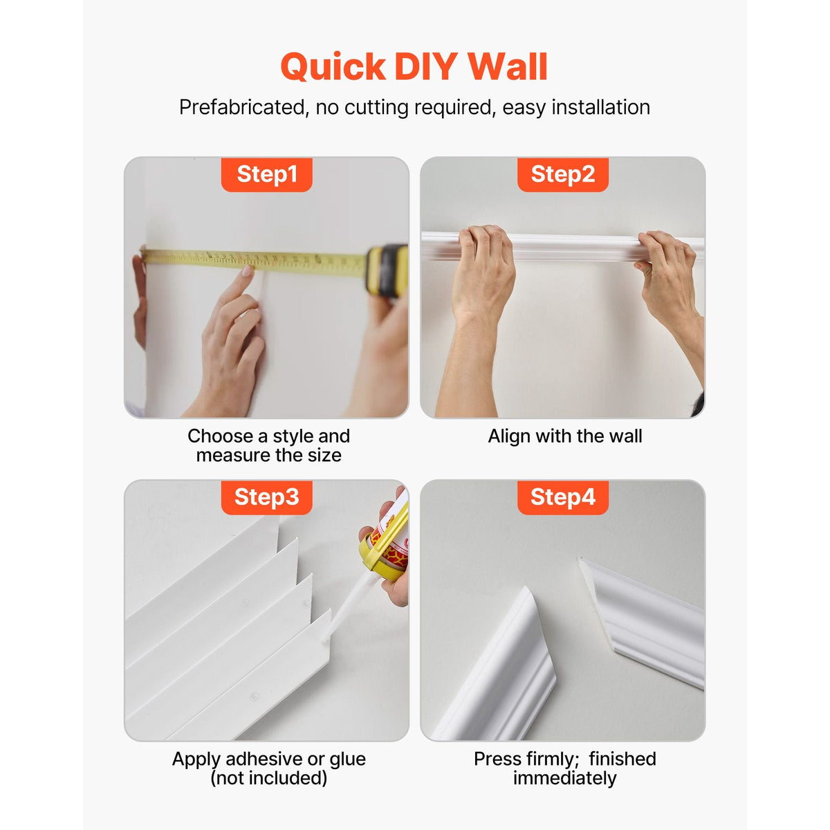 Wall Molding 3 Pack, Wainscoting Panels Kit with Dual-Line Wide & Narrow Profile, Lightweight Paintable Polystyrene, Easy to Install Accent Wall Trim for Interior Living Room, Bedroom,White