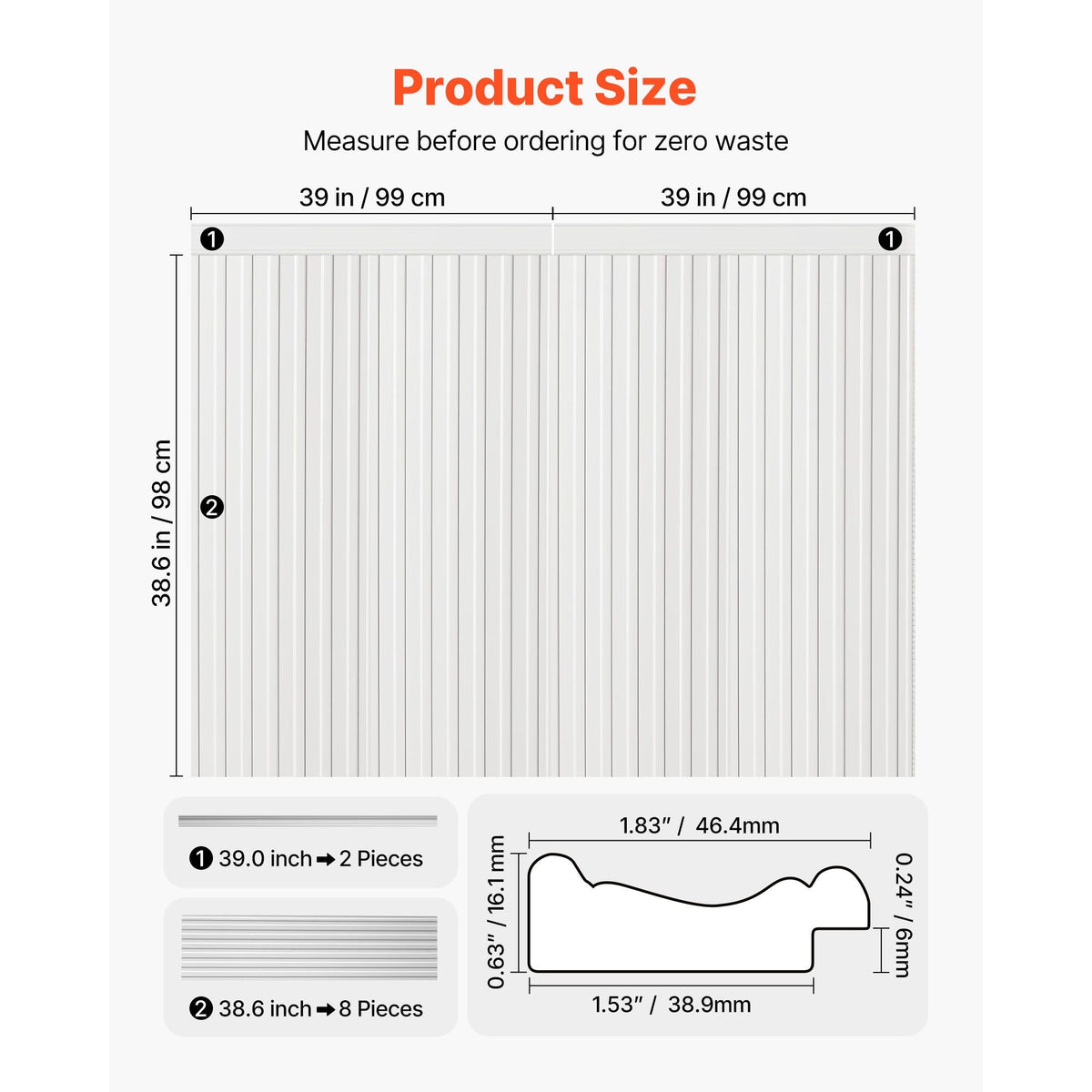 Wall Molding Kit, Wainscoting Panels, Lightweight Paintable Polystyrene, Easy to Install, Wide & Narrow Accent Wall Trim for Interior Décor Living Room, Bedroom, White (77.5 x 38.6 in )