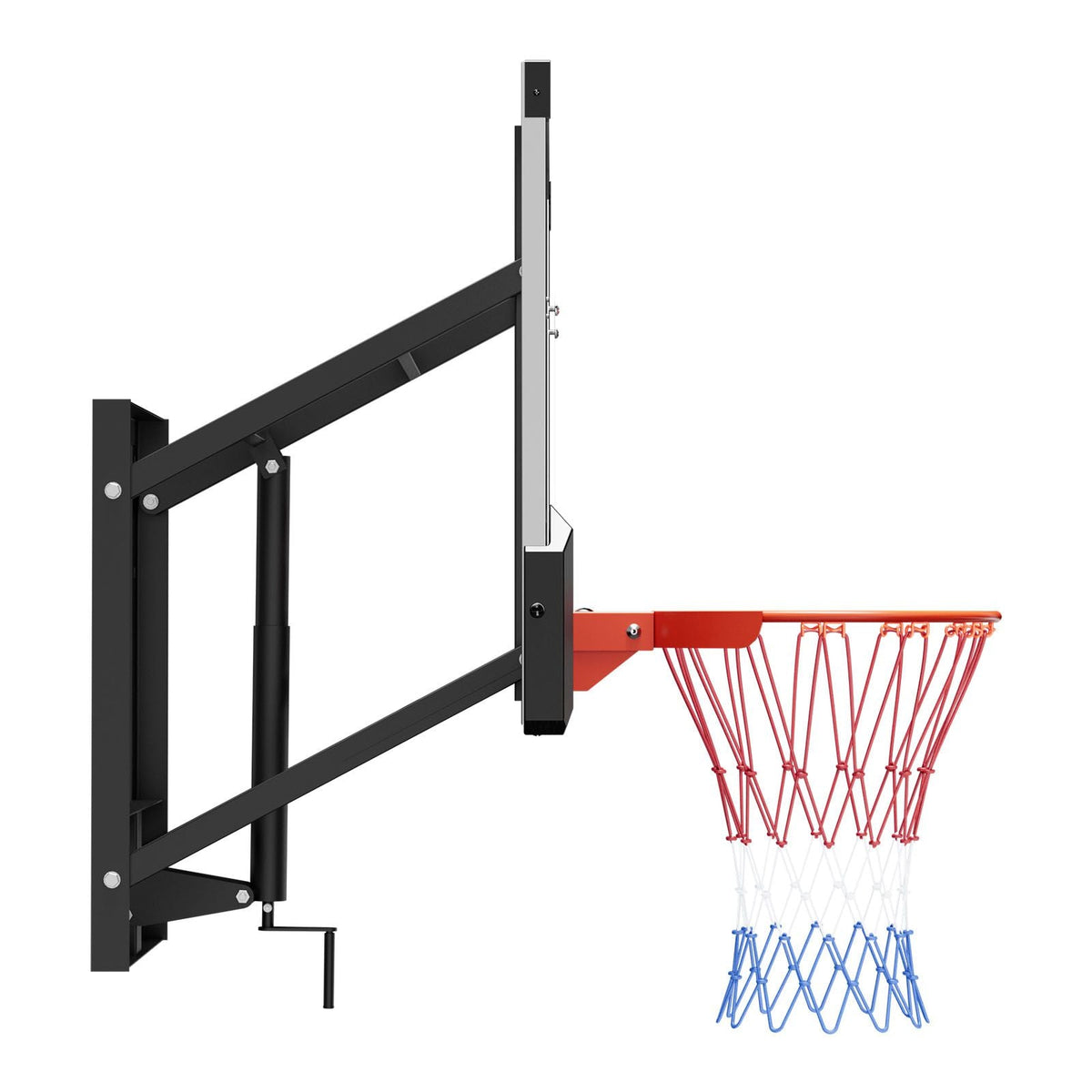 Wall Mount Basketball Hoop, 54-inch PC Backboard Mounted Basketball Hoop Outdoor with Hand-Crank Adjustment, 0.11 inch Thickened Backboard, Classic Basketballs Hoops Design, Indoor & Outdoor Use