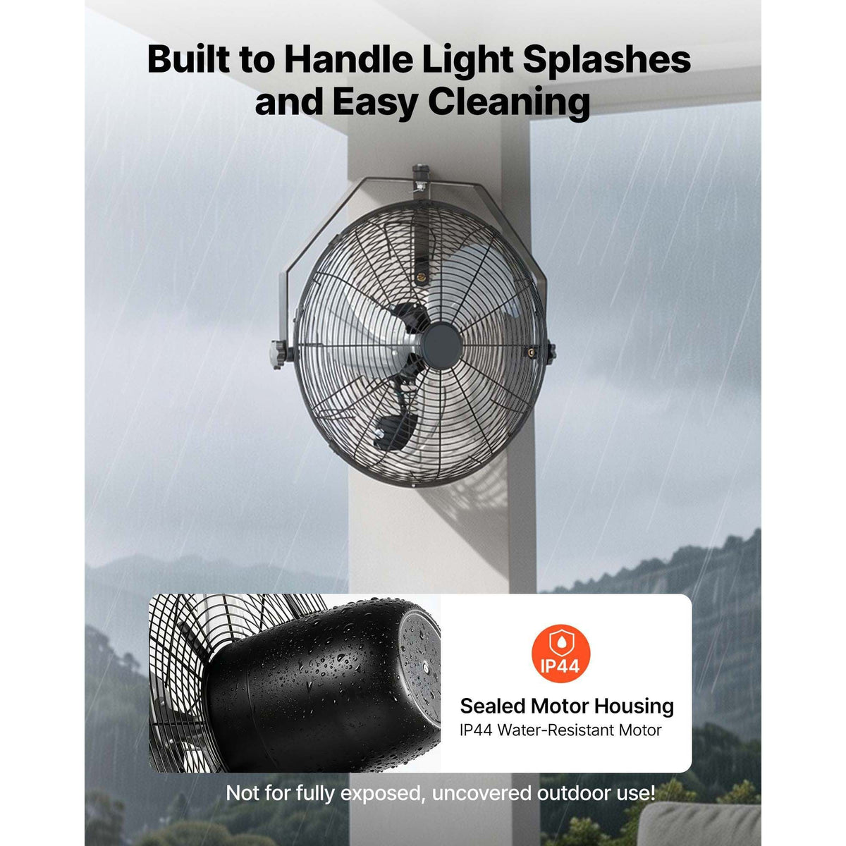 Wall Mount Fan, 18 in Wall Mounted Hanging Fan with IP44-rated Protection, 3-Speed, Long Airflow Distance, Adjustable Rotation Angle, Powerful for Industry, Commercial, Garage, Workshop