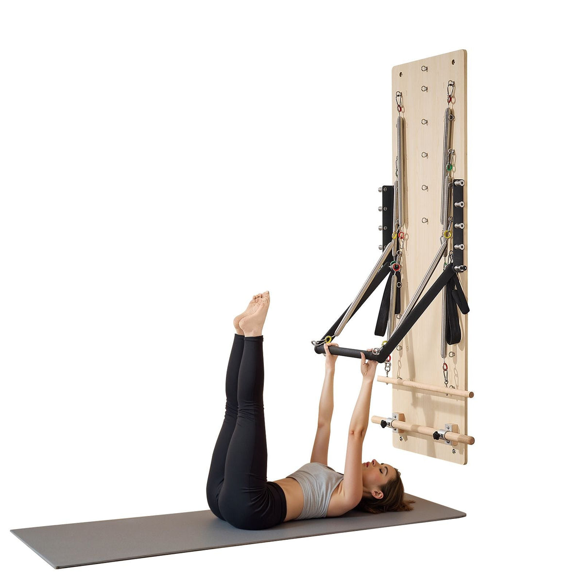 Wall Mounted Pilates Reformer Machine, Maple Wood Pilates Springboard, Exercise Equipment with Resistance Springs, Yoga Fitness Trainer, Suitable for Flexibility Balance, Home Gym Studio Workout