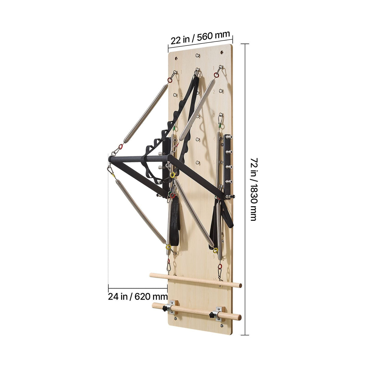 Wall Mounted Pilates Reformer Machine, Maple Wood Pilates Springboard, Exercise Equipment with Resistance Springs, Yoga Fitness Trainer, Suitable for Flexibility Balance, Home Gym Studio Workout