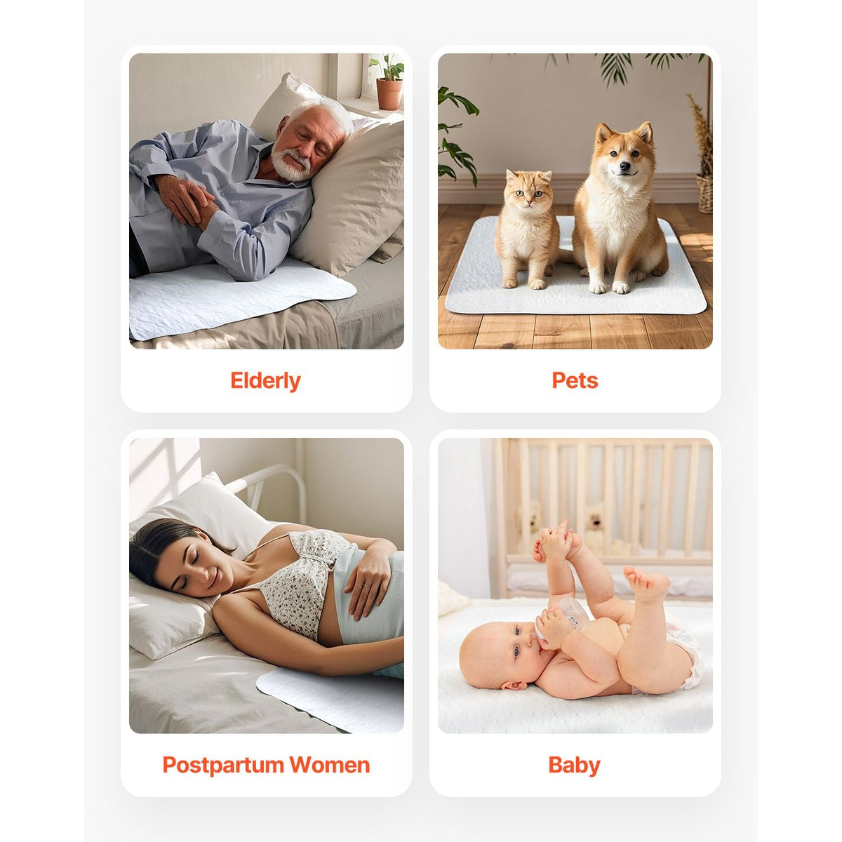 Washable Underpads, 34 x 36-inch Reusable Bed Pads, Super Absorbent & Fast Drying Incontinence Bedwetting Pad for Bed Sofa and Mattress, Protective Pee Pads for Pet Adult Kid Elderly (10-Pack)