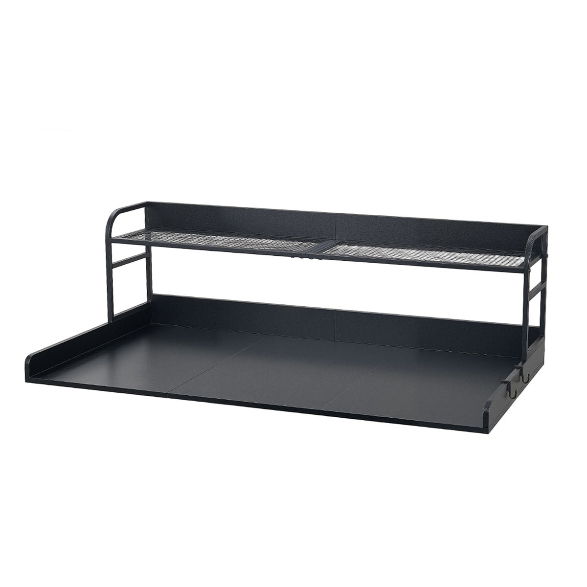 Washer Dryer Countertop with Shelf, 54 x 27.5 in Wooden Washer and Dryer Topper with Edge and 2 Hooks, Laundry Machine Topper for Laundry Closet Pantry Counter Organization and Storage, Black