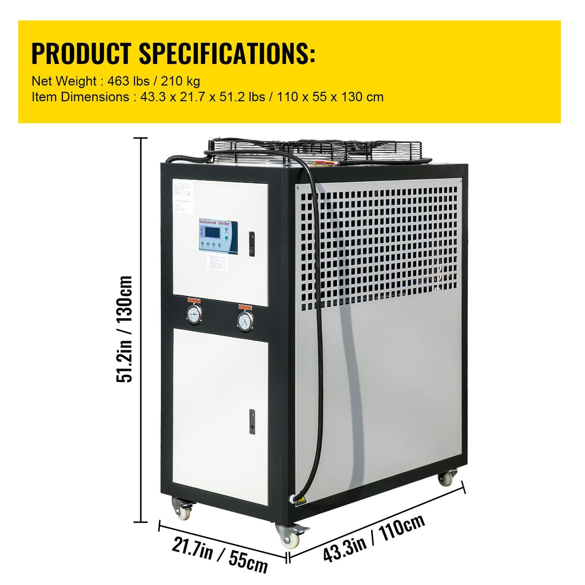 Water Chiller 6Ton Capacity, Industrial Chiller 6Hp, Air-Cooled Water Chiller, Finned Condenser, with Micro-Computer Control, Stainless Steel Water Tank Chiller Machine for Cooling Water