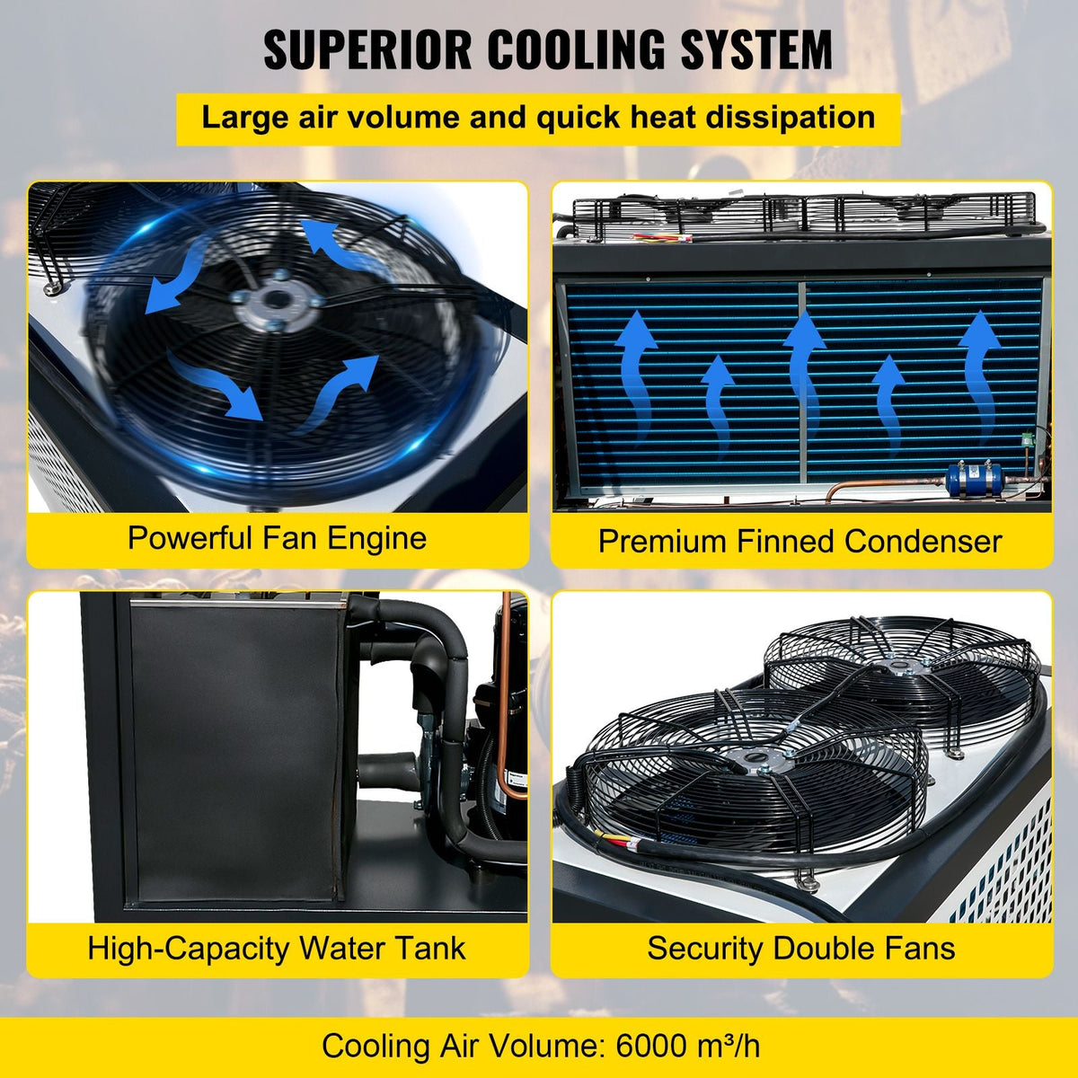 Water Chiller 6Ton Capacity, Industrial Chiller 6Hp, Air-Cooled Water Chiller, Finned Condenser, with Micro-Computer Control, Stainless Steel Water Tank Chiller Machine for Cooling Water