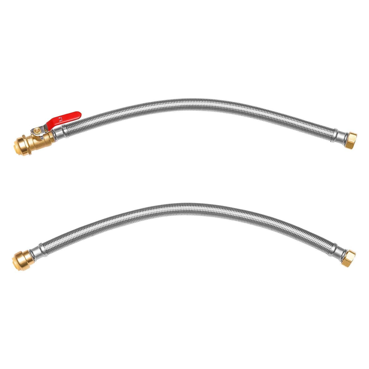 Water Heater Kit, Push-Fit Valve Flexible Water Heater Connector with 3/4" FIP x 3/4" PTC Ball Valve, Stainless Steel Braided Waters Heaters Supply Line for Bathroom, Kitchen, Laundry Room
