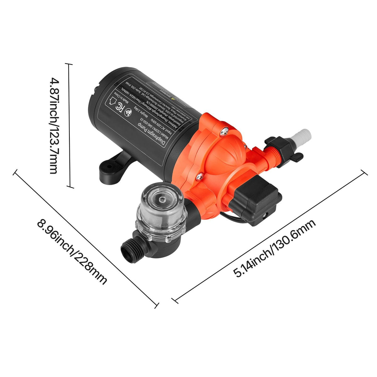 Water Pressure Pump, 110V AC 4 GPM, 3-Chamber On Demand Electric Diaphragm Water Transfer Pump, 45 PSI Max Pressure, Automatic Pressure Switch, for Home Kitchen Garden Irrigation Car Washing