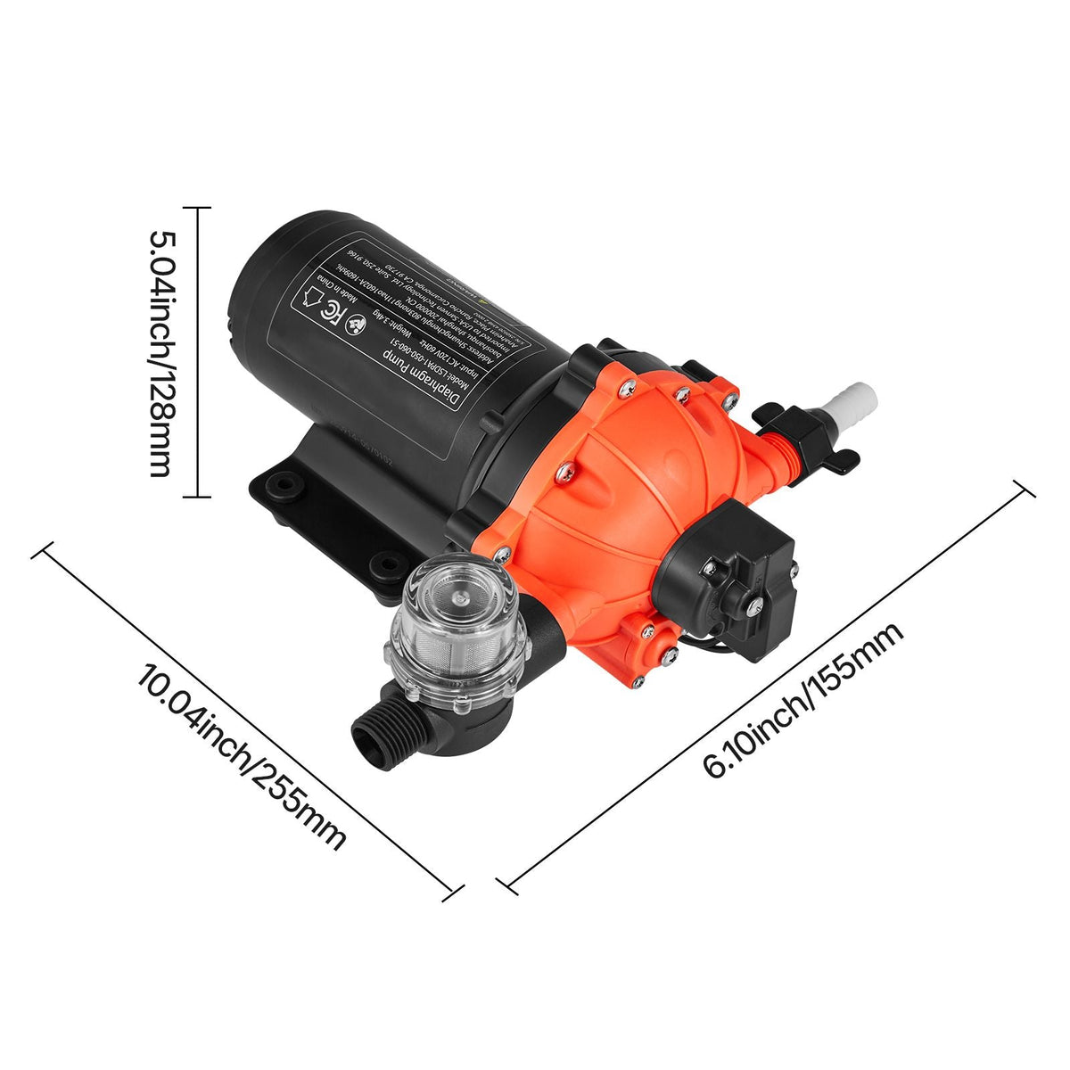 Water Pressure Pump, 110V AC 5 GPM, 5-Chamber On Demand Electric Diaphragm Water Transfer Pump, 60 PSI Max Pressure, Automatic Pressure Switch, for Home Kitchen Garden Irrigation Car Washing