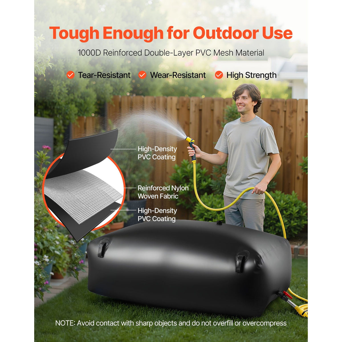 Water Storage Bladder 142.7 Gallon Large Capacity Water Bag, Portable & Collapsible Soft Waters Container, Leakproof & Tear-Resistant PVC Emergency Waters Storage Tank for RV Truck & Outdoor Use