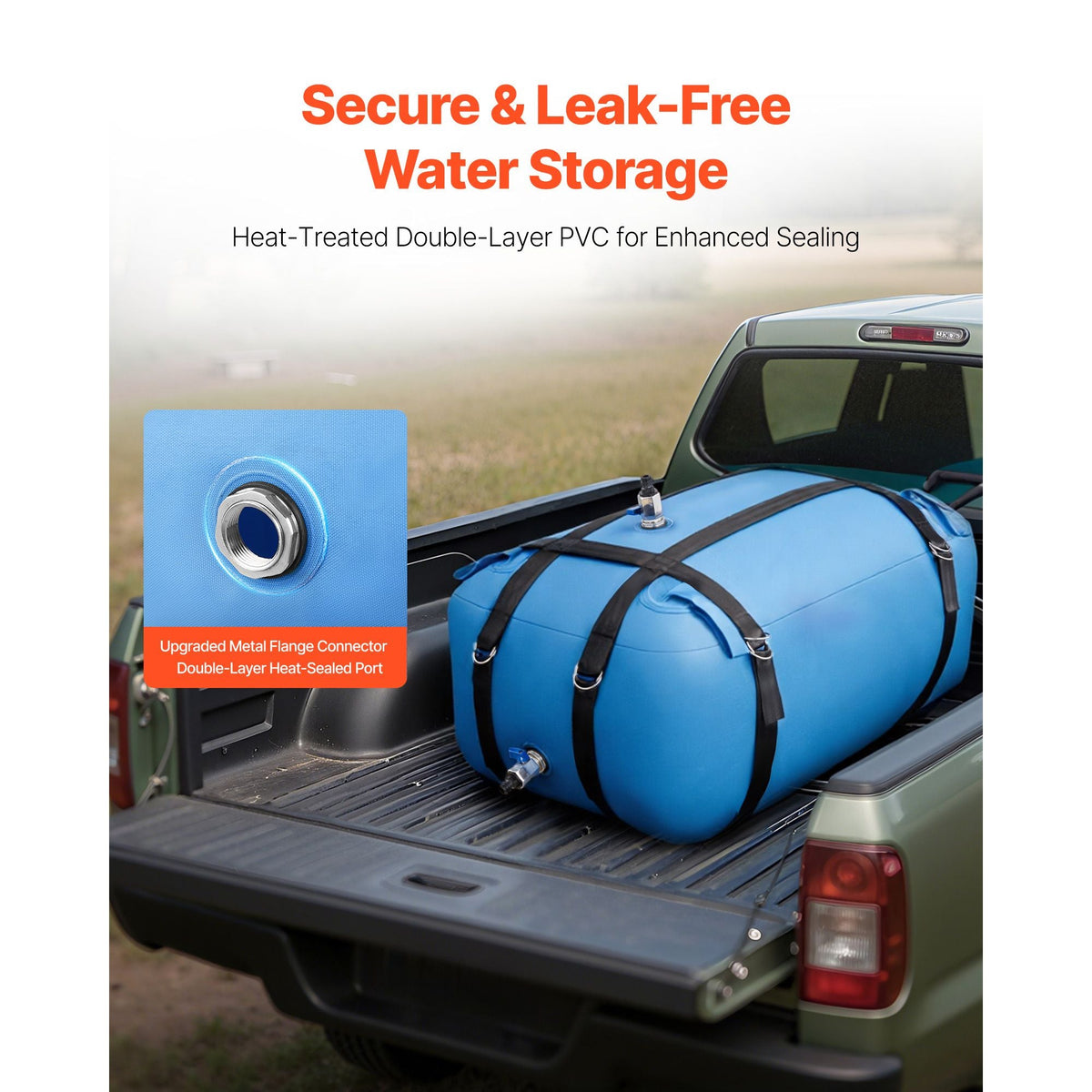 Water Storage Bladder, 35 Gallon Large Capacity TPU Soft Water Bag, Portable & Collapsible Water Storage Containers, Leakproof & Wear-Resistant RV Waters Tank for Camping Irrigation Outdoor Use