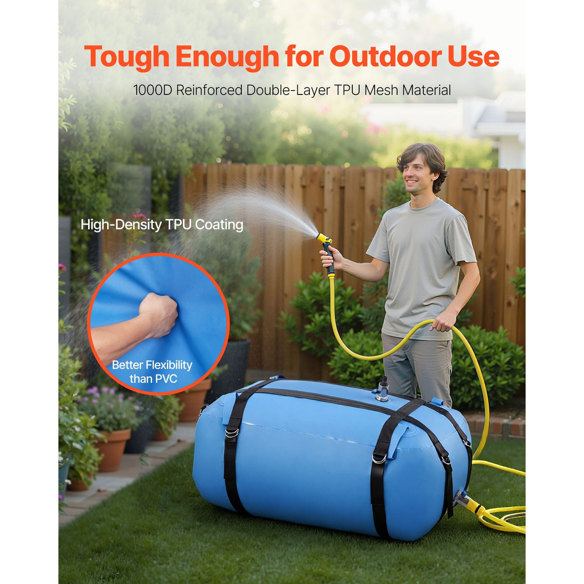 Water Storage Bladder, 35 Gallon Large Capacity TPU Soft Water Bag, Portable & Collapsible Water Storage Containers, Leakproof & Wear-Resistant RV Waters Tank for Camping Irrigation Outdoor Use