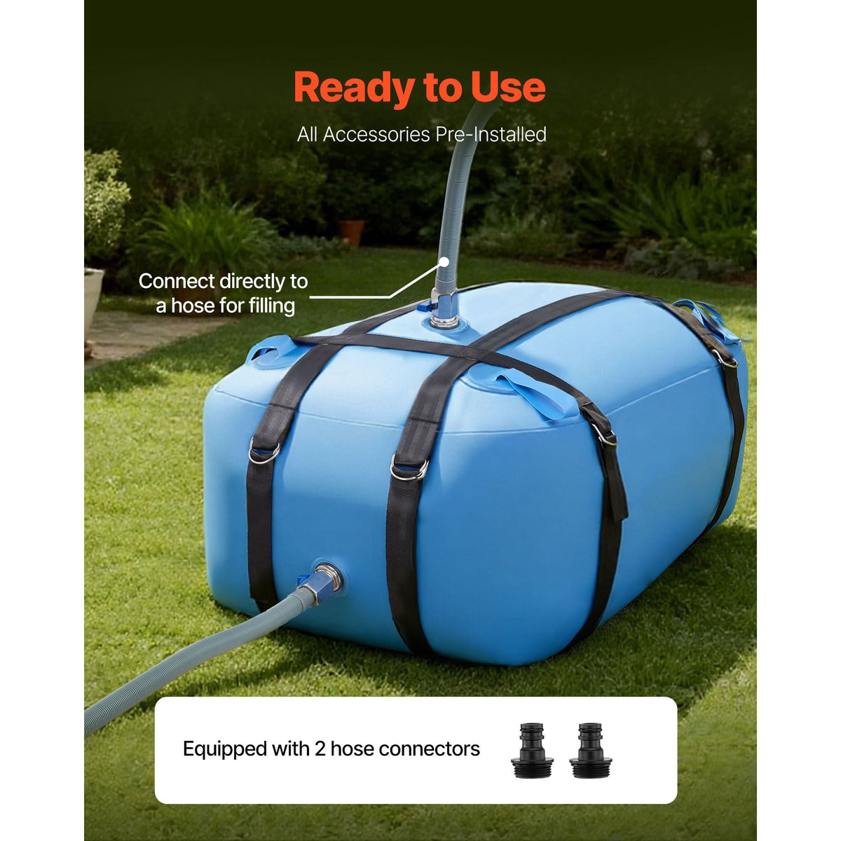 Water Storage Bladder, 35 Gallon Large Capacity TPU Soft Water Bag, Portable & Collapsible Water Storage Containers, Leakproof & Wear-Resistant RV Waters Tank for Camping Irrigation Outdoor Use