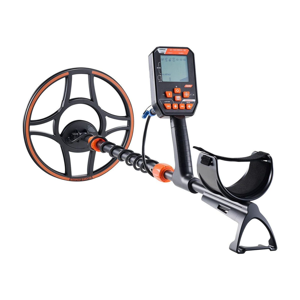 Waterproof Metal Detector, 12", Professional High Accuracy Gold Detector for Adults, with Display, Wireless Headphones, 7 Modes, Adjustable Length, for Detecting Gold Treasure Hunting, IP68