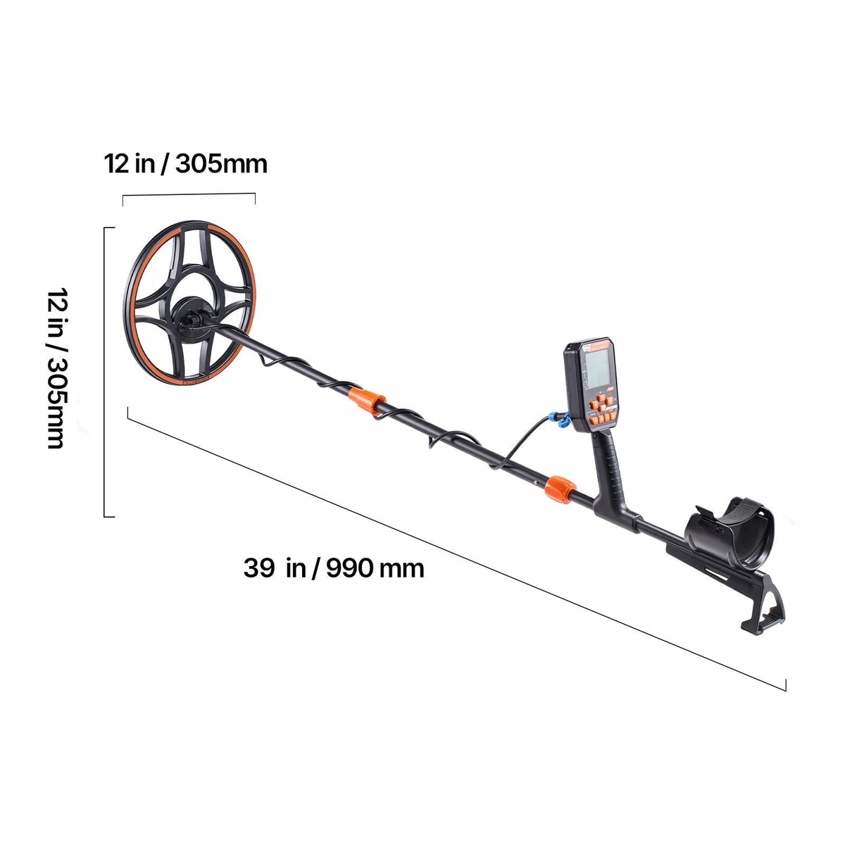 Waterproof Metal Detector, 12", Professional High Accuracy Gold Detector for Adults, with Display, Wireless Headphones, 7 Modes, Adjustable Length, for Detecting Gold Treasure Hunting, IP68
