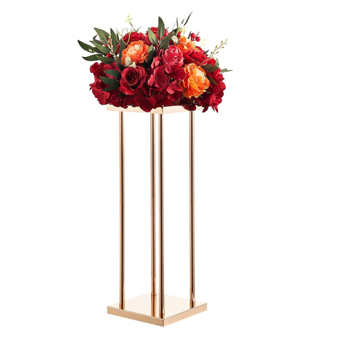Wedding Flower Stand, 10PCS 23.62-inch Column Flower Stand, Floral Stands with Metal Laminate, Cylindrical Cubic Floral Display Rack for Wedding, Party, Birthday, Home, Gold Centerpiece Stands