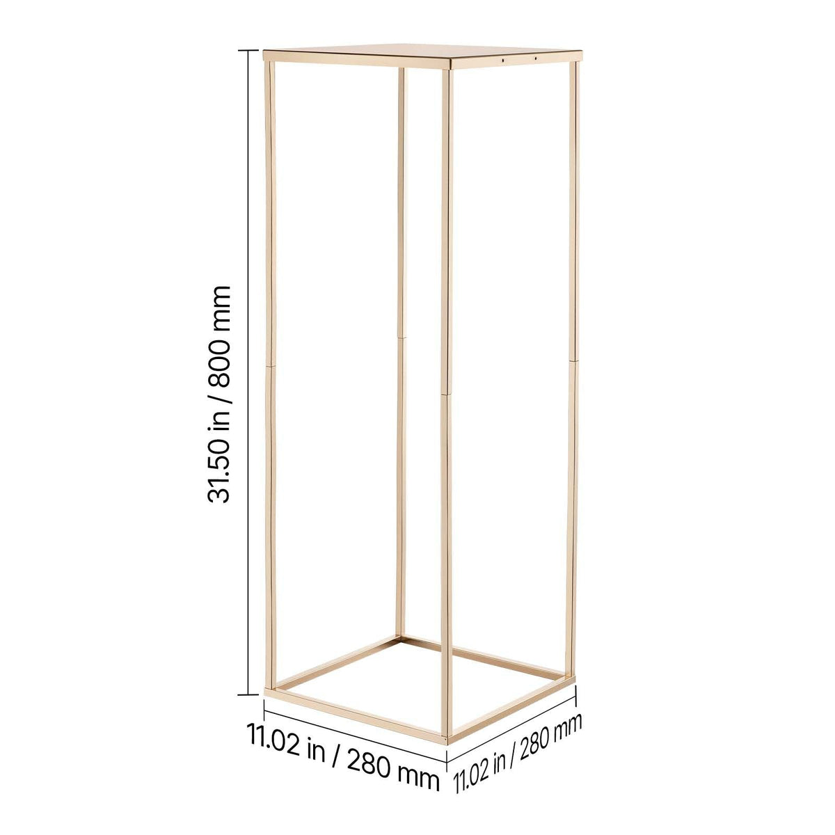 Wedding Flower Stand, 10PCS 31.5-inch Column Flower Stand, Floral Stands with Metal Laminate, Gold Rectangular Floral Display Rack for Wedding, Party, Birthday, Home, Gold Centerpiece Stands