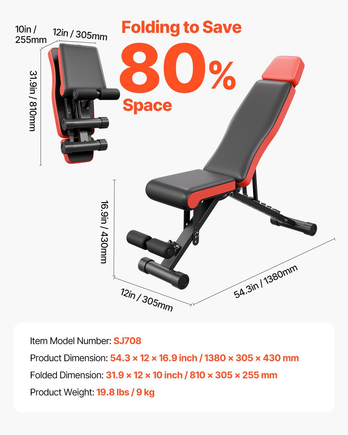 Weight Bench, 660lbs Adjustable Weight Bench Press for Full Body Workout, Exercise Sit up Bench for Home Gym Strength Training, Flat Bench with Extended Head/Neck Protection & Quick Folding