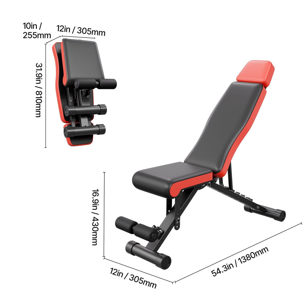 Weight Bench, 660lbs Adjustable Weight Bench Press for Full Body Workout, Exercise Sit up Bench for Home Gym Strength Training, Flat Bench with Extended Head/Neck Protection & Quick Folding