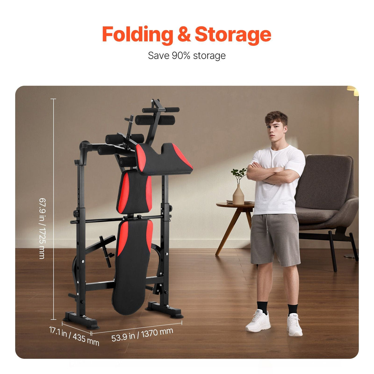 Weight Bench, Multi-Functional Adjustable Weight Bench Press for Full Body Workout, 660lbs Exercise Sit up Bench for Home Gym Strength Training, Flat Bench with Quick Folding & Fast Adjustment