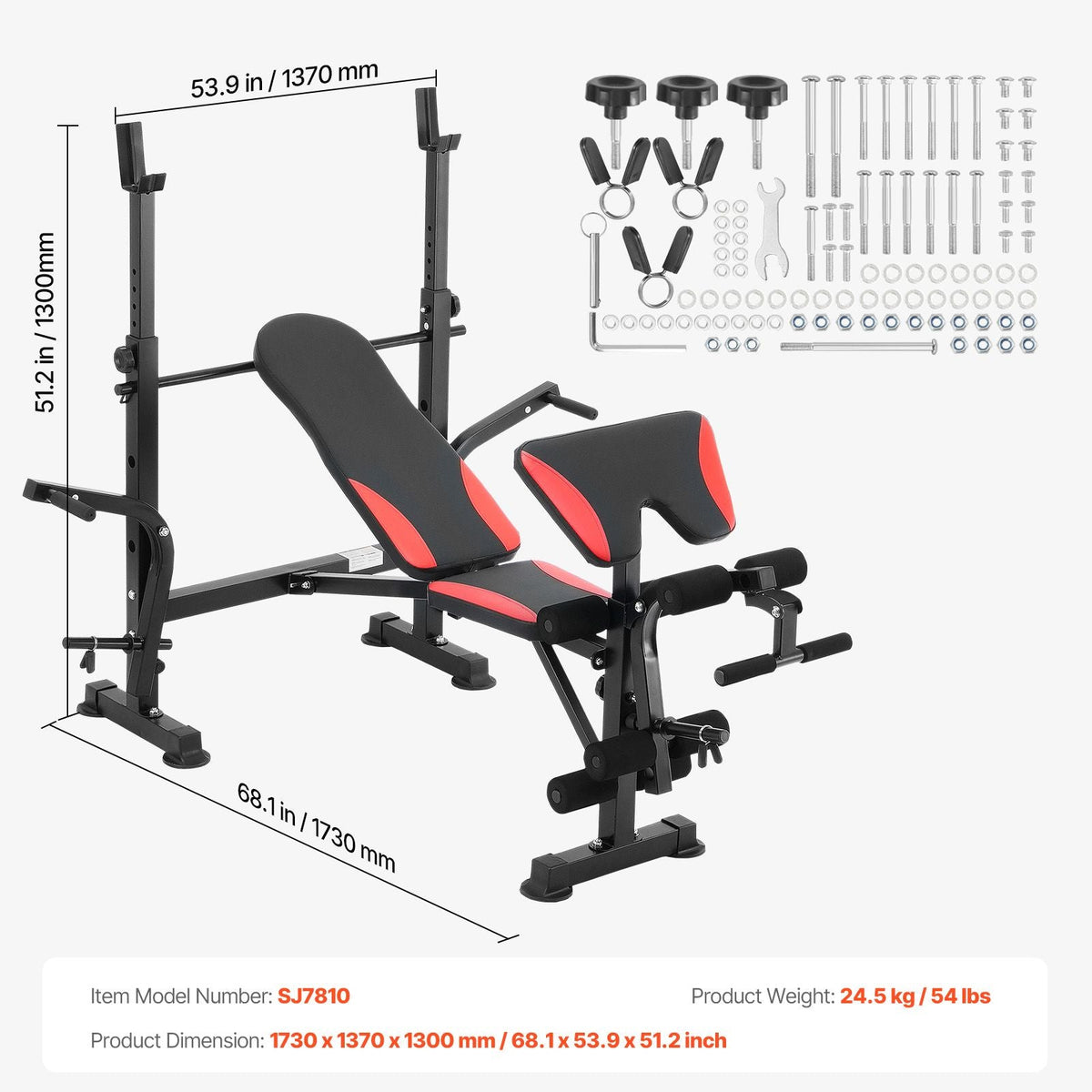 Weight Bench, Multi-Functional Adjustable Weight Bench Press for Full Body Workout, 660lbs Exercise Sit up Bench for Home Gym Strength Training, Flat Bench with Quick Folding & Fast Adjustment