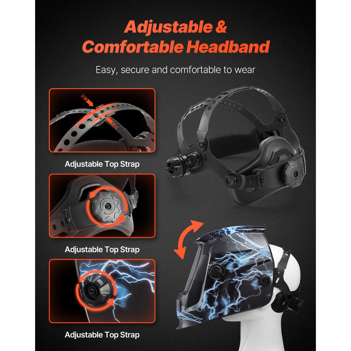 Welding Helmet Auto Darkening, 3.66" x 1.69" True Color Welding Hood, Solar Powered Welder Mask 2 Arc Sensors, Shade 4/9-13 for TIG MIG ARC Weld Grinding - CRIUS Series (Blue Lightning Pattern)
