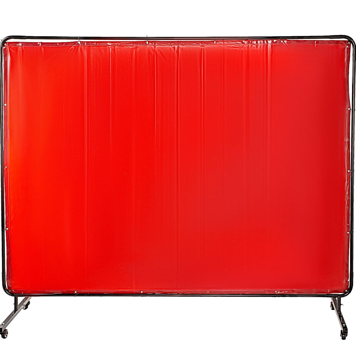 Welding Screen with Frame 8\' x 6\', Welding Curtain with 4 Wheels, Welding Protection Screen Red Flame-Resistant Vinyl, Portable Light-Proof Professional