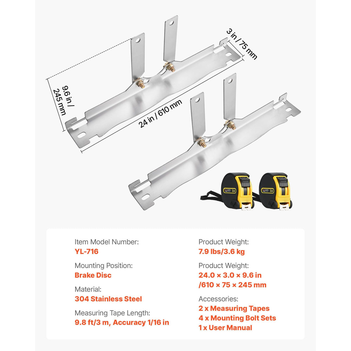 Wheel Alignment Tool, 2 PCS Stainless Steel Heavy Duty Toe Alignment Plates with 2 Measuring Tapes, Accurate Automotive Wheel Tools for Home Use, Compatible with Cars, Trucks, SUVs, and Vehicle