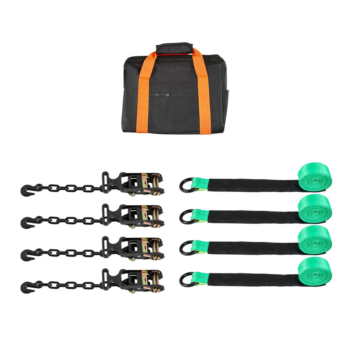 Wheel Chock Tie-Down Kit, Tire-Style Tow Dolly Strap, Car Tie Down Kit with Heavy-Duty Hook, Break Strength 10009 lbs & Working Load 3333 lbs Motorcycle Tie-Down System with O-Ring for ATV, SUV