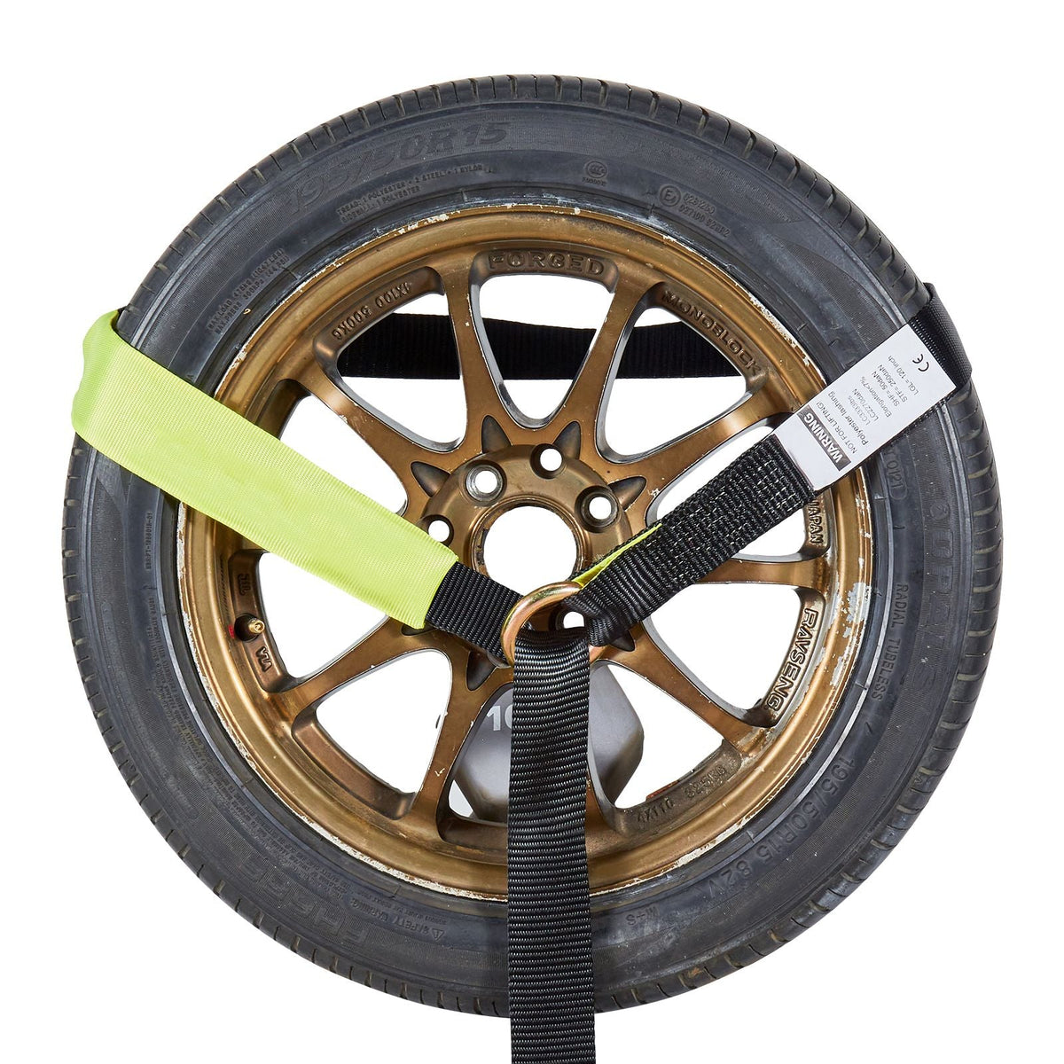 Wheel Chock Tie-Down Kit, Tire-Style Trailer Tie Down Strap, Car Tie Down Kit with Flat Hook, Break Strength 10009 lbs & Working Load 3333 lbs Motorcycle Tie-Down System for ATVs, SUVs, Trailers
