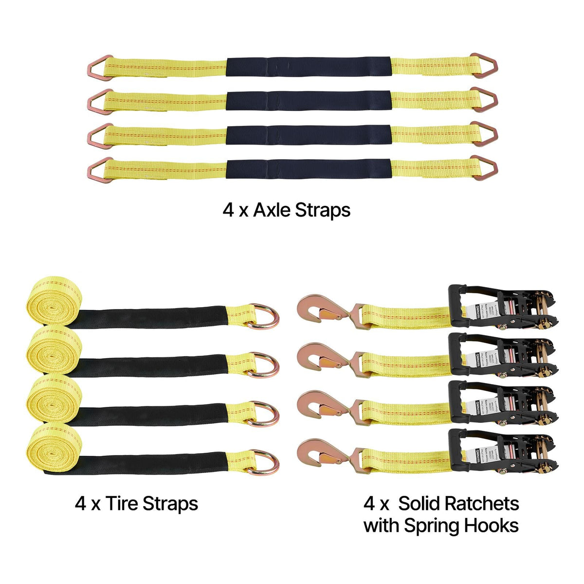 Wheel Chock Tie-Down Kit, Tire-Style Trailer Tie Down Strap, Car Tie Down Kit with Spring Hook, Break Strength 10009 lbs & Working Load 3333 lbs Motorcycle Tie-Down System for ATV, SUV, Trailer