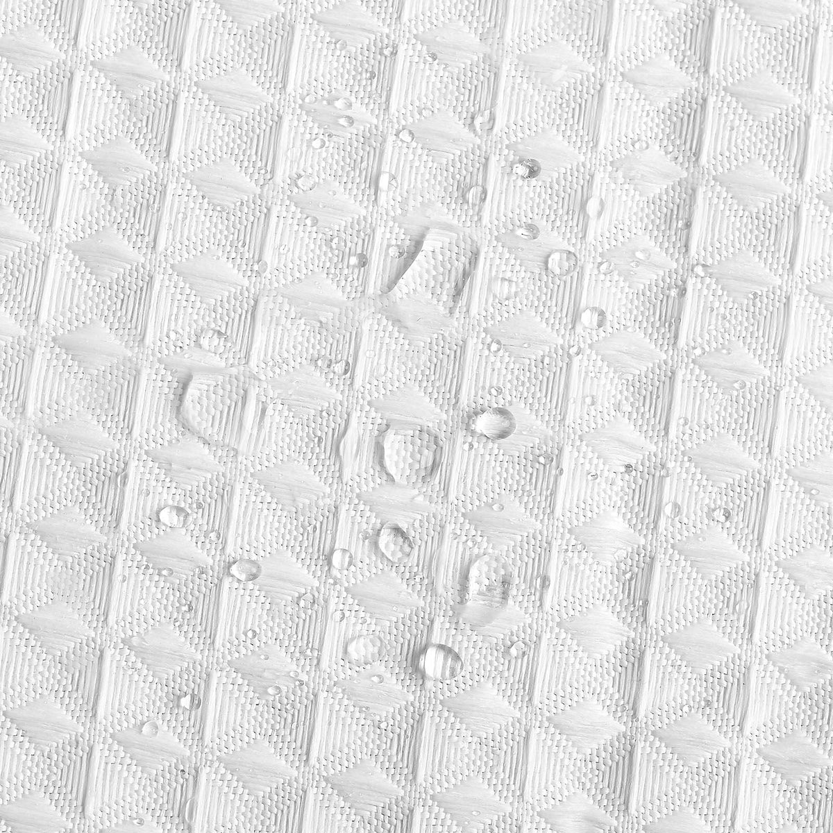 White Fabric Shower Curtain, 240 GSM Weighted Waffle Shower Curtains, Polyester Curtain with Rust-Resistant Hooks, Machine Washable & Water Repellent, for Bathroom Showers, Bath Tubs, 72x72 in