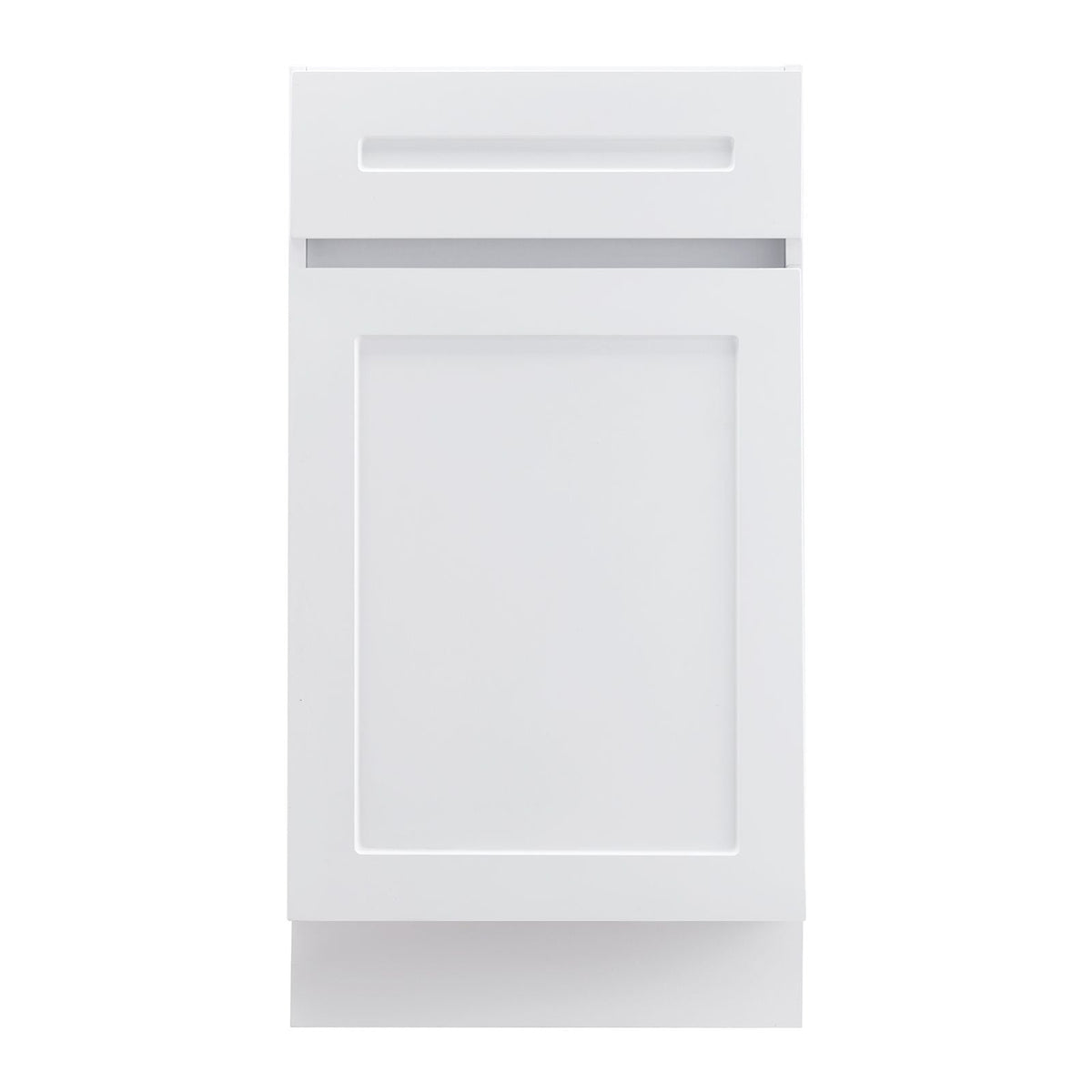 White Shaker Base Cabinet with Drawer, 18-Inch Unassembled Drawer Base Cabinet, 18" W x 24" D x 34.5" H Ready to Assemble Cabinet with Soft-Close Door and Adjustable Shelf, for Home Office