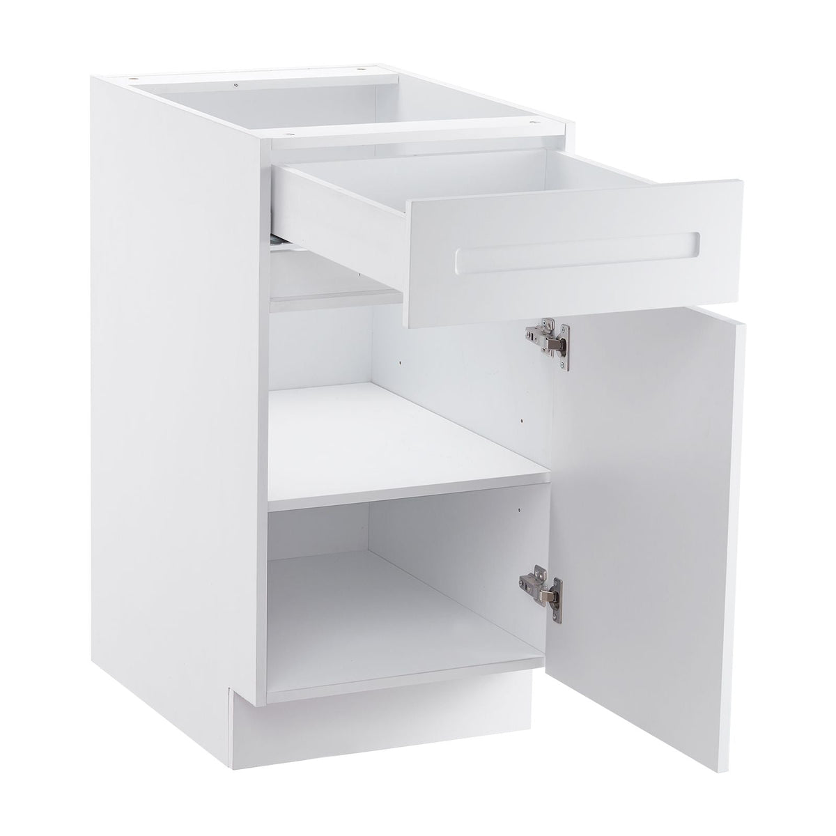 White Shaker Base Cabinet with Drawer, 18-Inch Unassembled Drawer Base Cabinet, 18" W x 24" D x 34.5" H Ready to Assemble Cabinet with Soft-Close Door and Adjustable Shelf, for Home Office