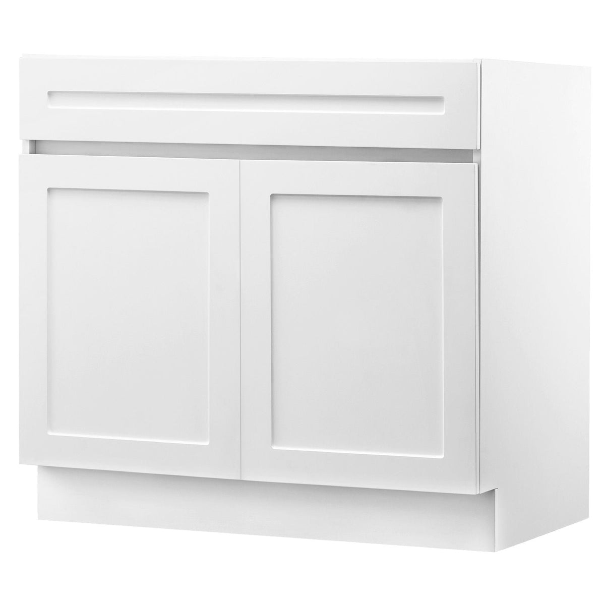 White Shaker Base Cabinet with Drawer, 30-Inch Unassembled Drawer Base Cabinet, 30" W x 24" D x 34.5" H Ready to Assemble Cabinet with Soft-Close Doors and Adjustable Shelf, for Home Office
