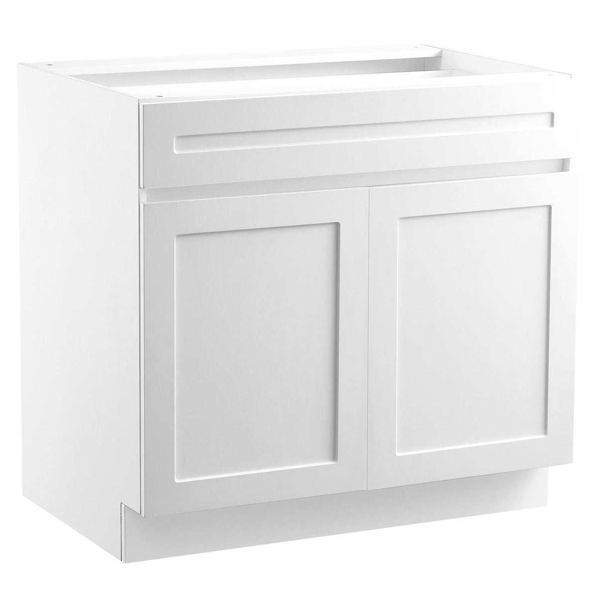 White Shaker Base Cabinet with Drawer, 30-Inch Unassembled Drawer Base Cabinet, 30" W x 24" D x 34.5" H Ready to Assemble Cabinet with Soft-Close Doors and Adjustable Shelf, for Home Office