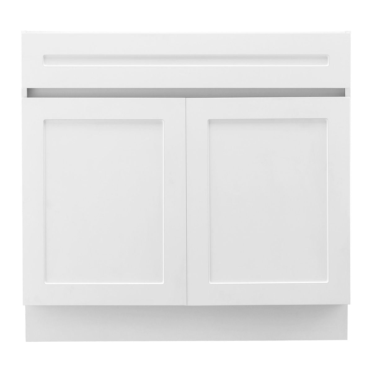 White Shaker Base Cabinet with Drawer, 30-Inch Unassembled Drawer Base Cabinet, 30" W x 24" D x 34.5" H Ready to Assemble Cabinet with Soft-Close Doors and Adjustable Shelf, for Home Office