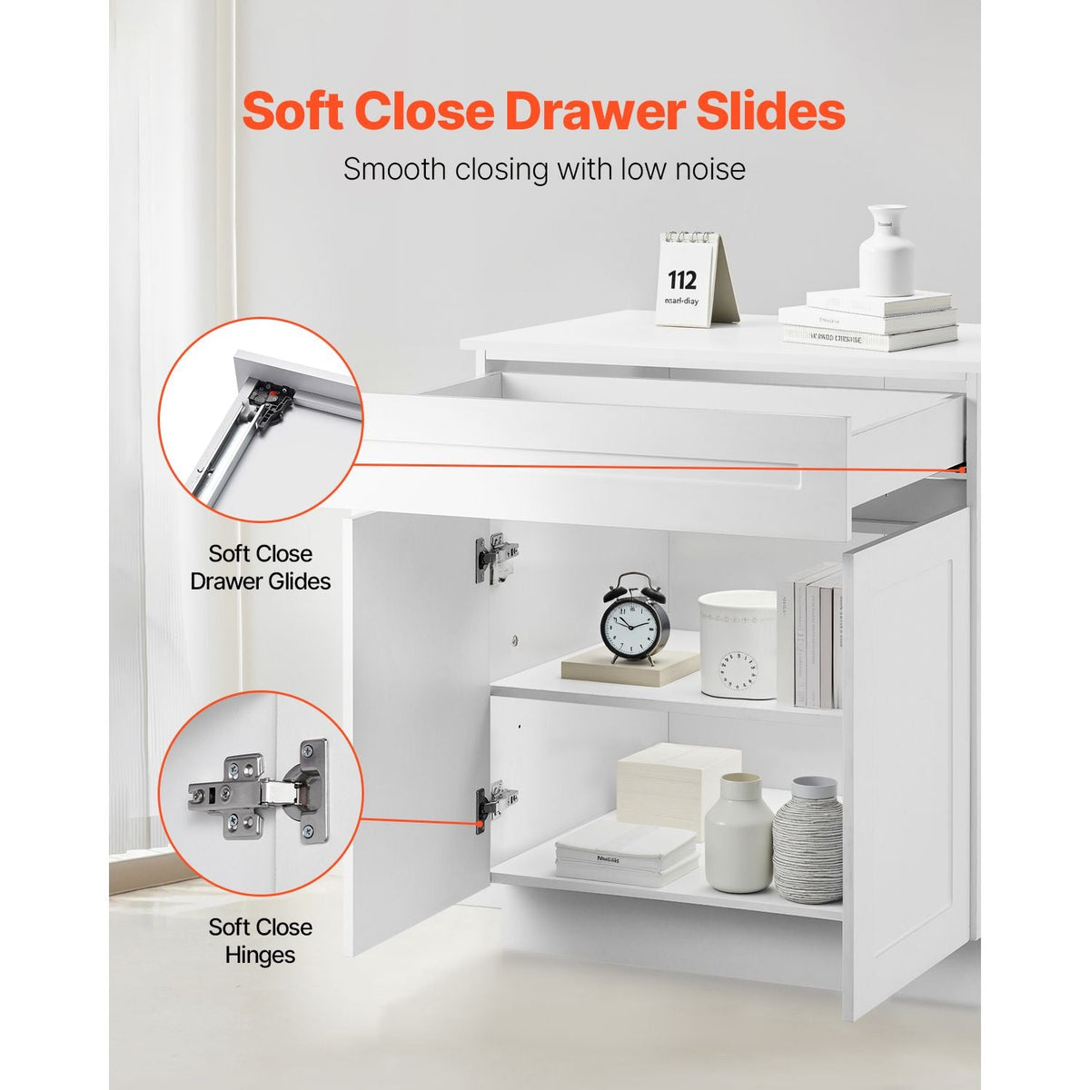 White Shaker Base Cabinet with Drawer, 36-Inch Unassembled Drawer Base Cabinet, 36" W x 24" D x 34.5" H Ready to Assemble Cabinet with Soft-Close Doors and Adjustable Shelf, for Home Office