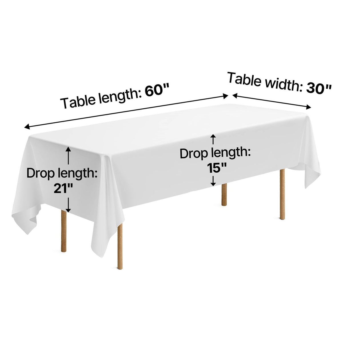 White Tablecloths for Rectangle Tables, 6 Pack, 60 x 102 Inches, Reusable and Machine Washable Table Clothes, Wrinkle-Resistant Polyester Fabric Table Covers for Wedding, Party, Banquet