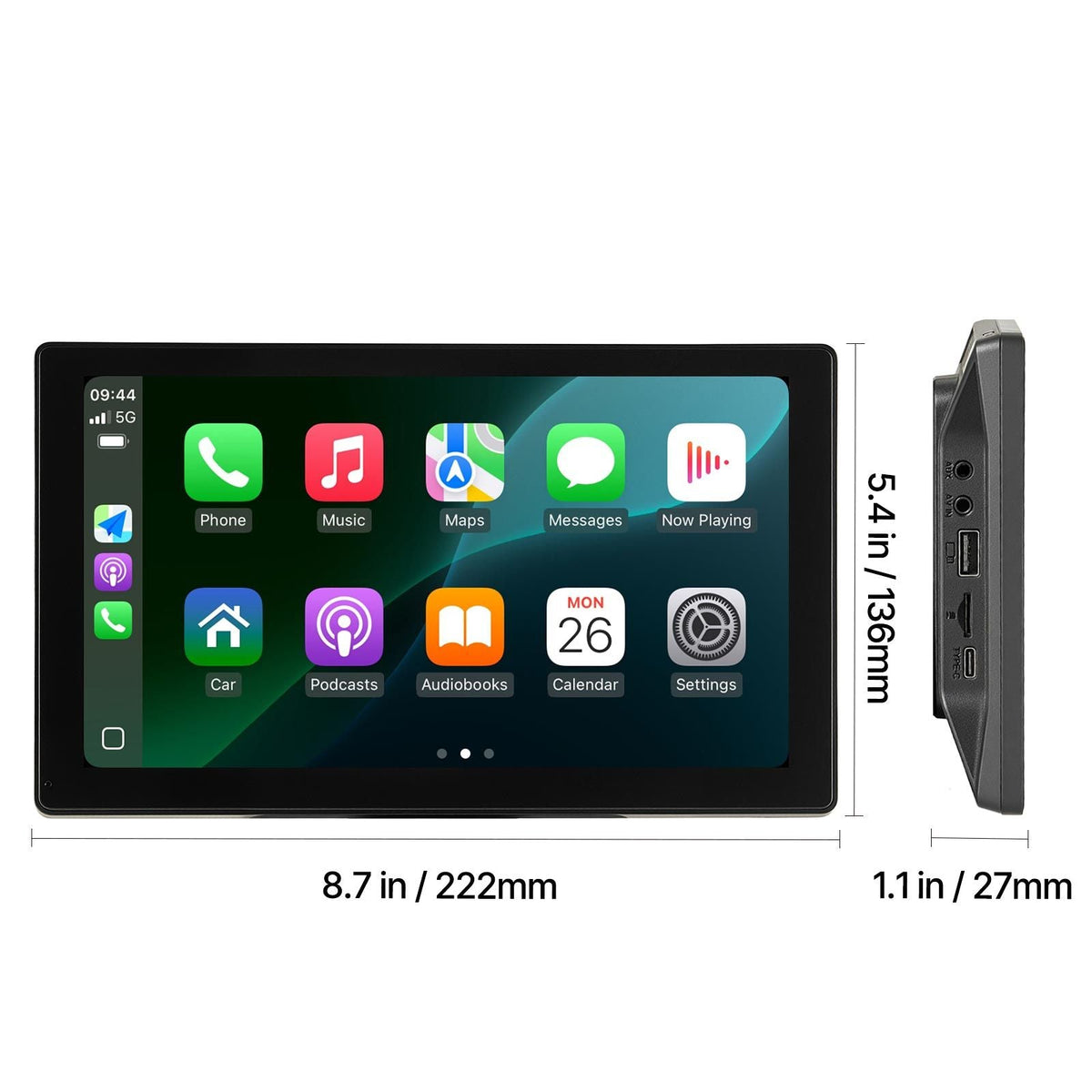 Wireless Car Stereo, 9-Inch HD Portable Radio Touch Screen Compatible with Apple CarPlay & Android Auto, CarPlay Screen with Backup Camera, Voice Control, Mirror Link, Bluetooth, GPS Navigation