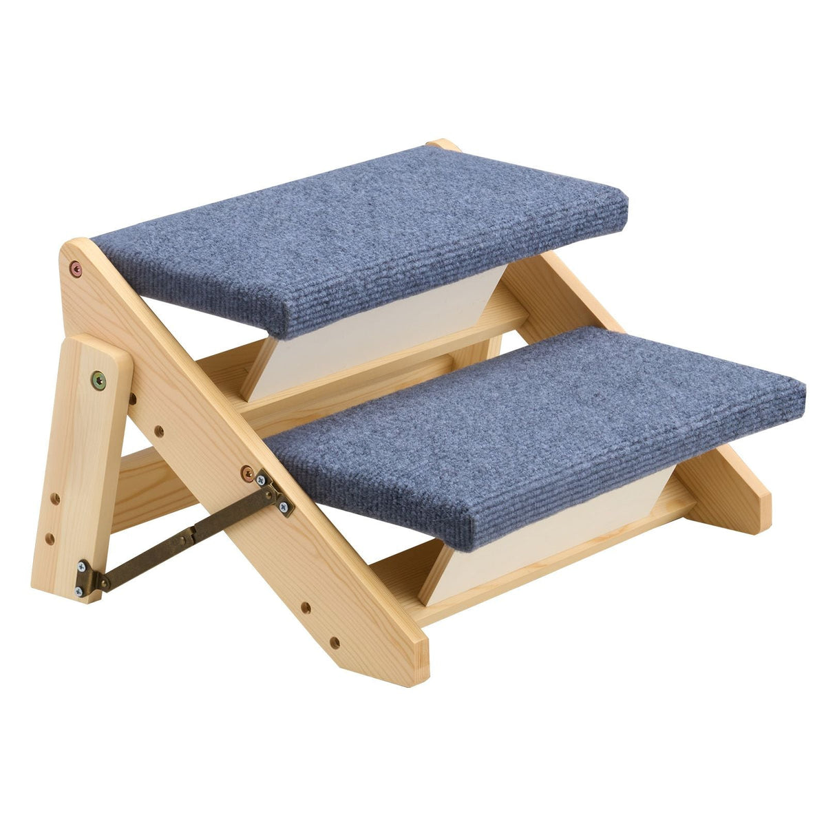 Wood Pet Stairs, 2-Step Dog Stairs for Beds, Sofa & Cars, 110lbs Load Capacity, Floded Flat Design, Stable & Sturdy Cat & Dog Step Ladder for Small Medium Large Older Pet Puppy Essentials