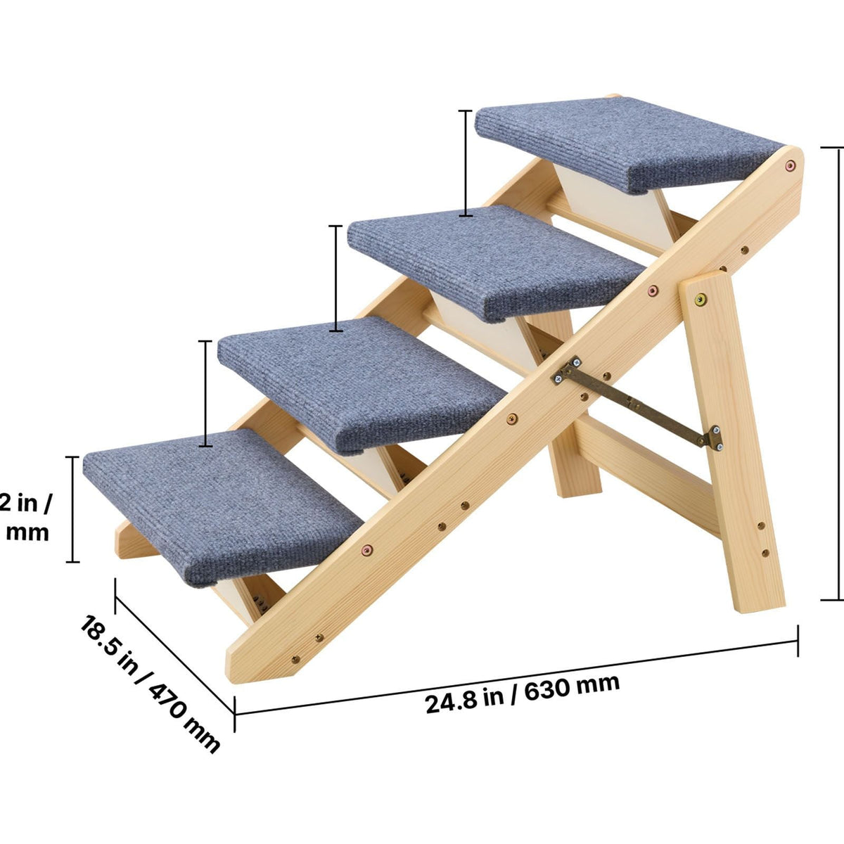 Wood Pet Stairs, 4-Step Dog Stairs for Beds, Sofa & Cars, 150lbs Load Capacity, Floded Flat Design, Stable & Sturdy Cat & Dog Step Ladder for Small Medium Large Older Pet Puppy Essentials