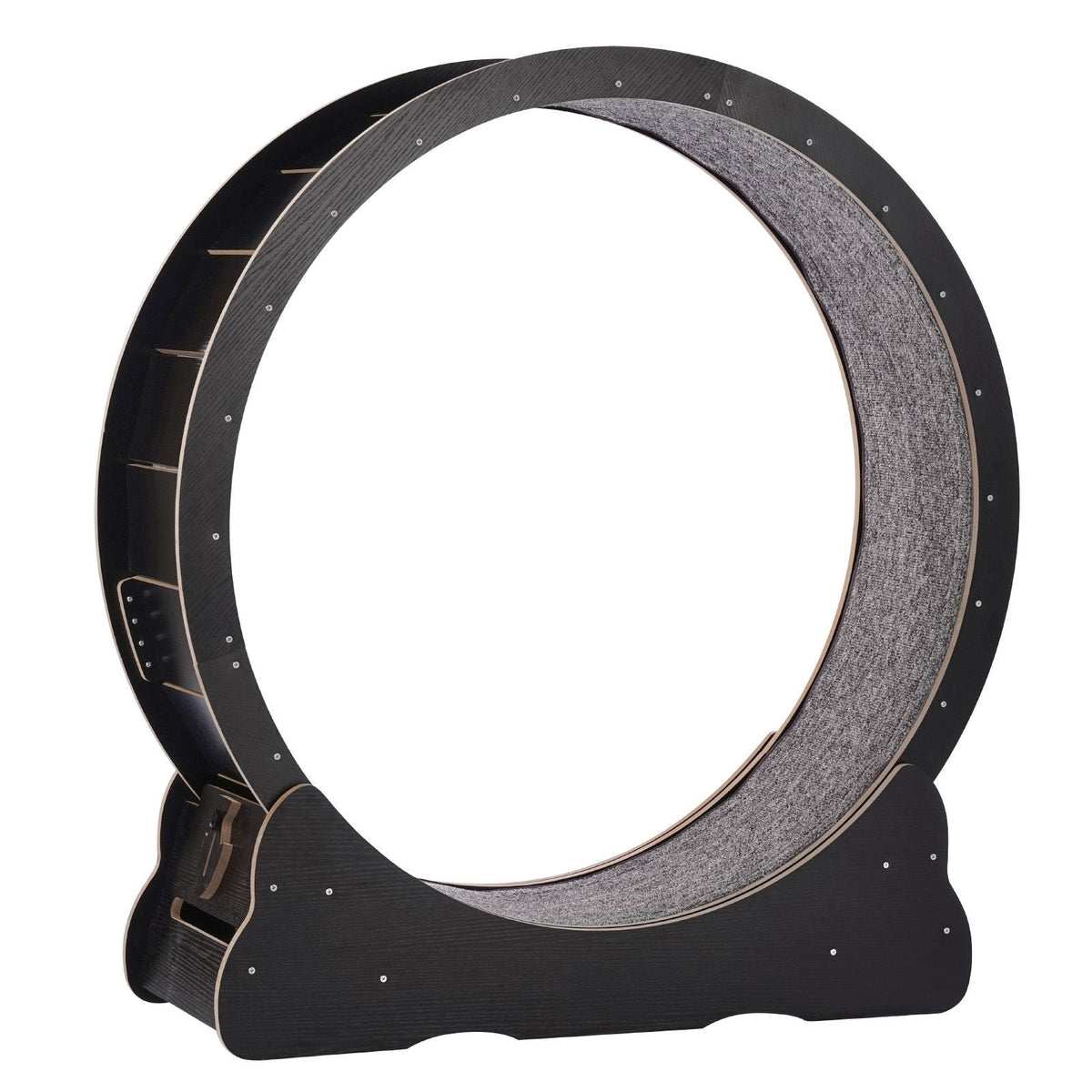 Wooden Cat Exercise Wheel, 43.3" Large Cat Treadmill Wheel for Indoor Cats, Cat Running Wheel with Detachable Carpet & Cat Teaser for Running/Walking/Training, Suitable for Most Cats Black