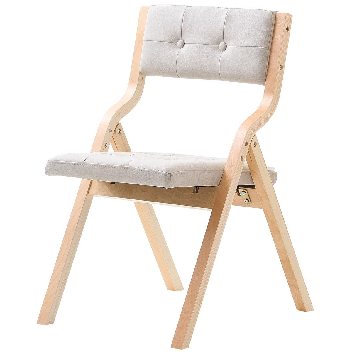 Wooden Folding Chairs with Cushion, Set of 4, Portable Foldable Cushion Chair with Wooden Frame, Modern Padded Dining Chair for Kitchen, Office, Wedding, Party, Dining Room, Easy Assembly, Beige