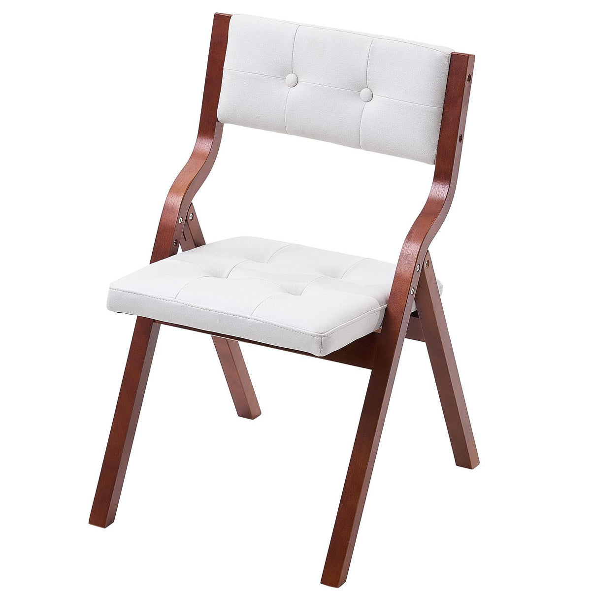 Wooden Folding Chairs with Cushion, Set of 4, Portable Foldable Cushion Chair with Wooden Frame, Modern Padded Dining Chair for Kitchen, Office, Wedding, Party, Dining Room, Easy Assembly, White