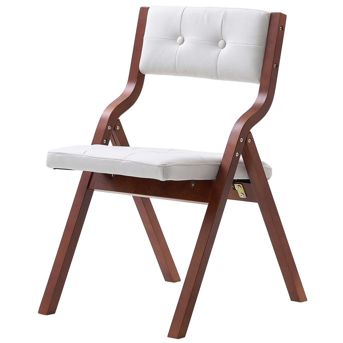 Wooden Folding Chairs with Cushion, Set of 4, Portable Foldable Cushion Chair with Wooden Frame, Modern Padded Dining Chair for Kitchen, Office, Wedding, Party, Dining Room, Easy Assembly, White