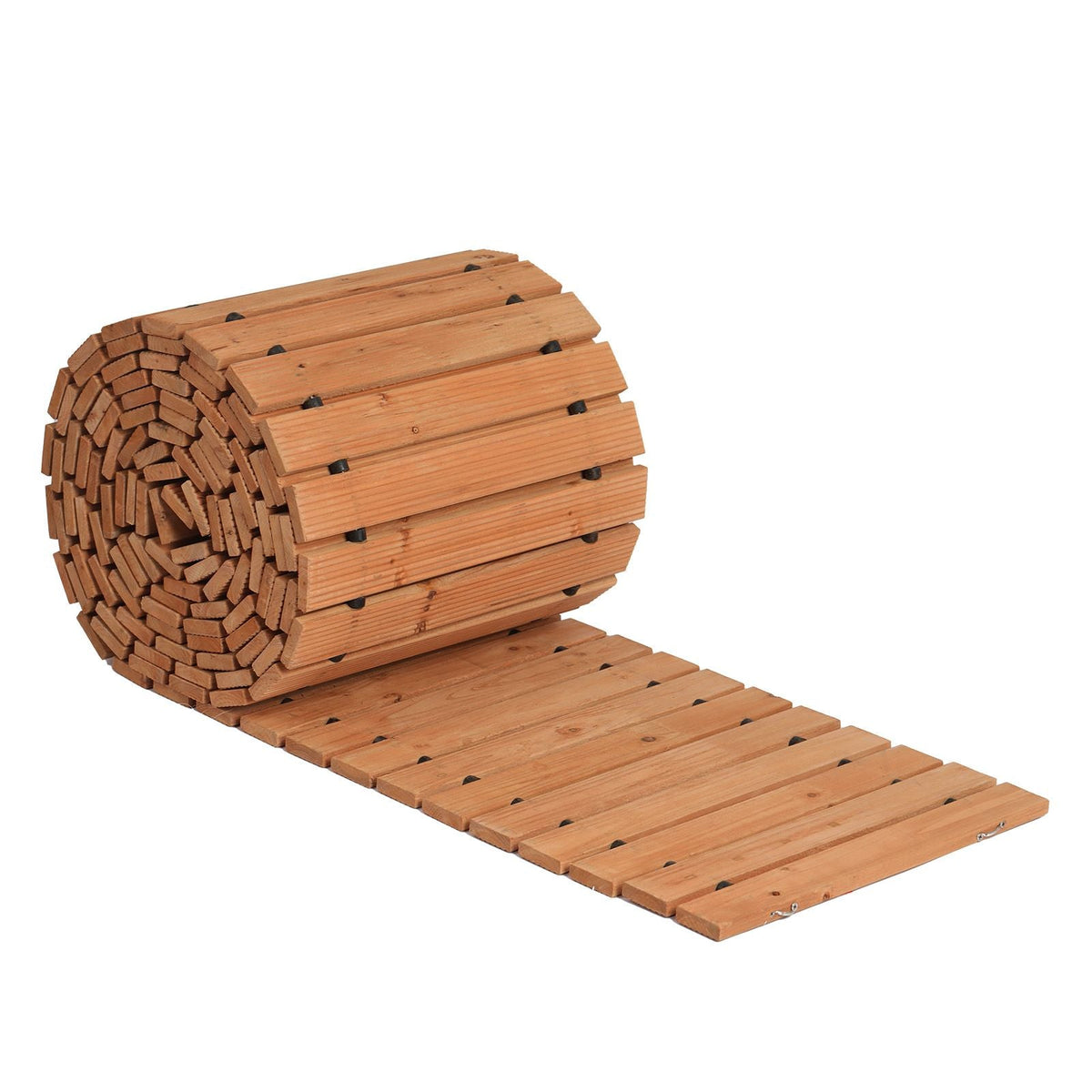Wooden Garden Pathway, 24 ft L x 17 in W, Non-Slip Straight Garden Walkway, Roll Out Cedar Outdoor Walkway Path with Wire Rope Connection, Decorative Garden Paver for Backyard Wedding Party
