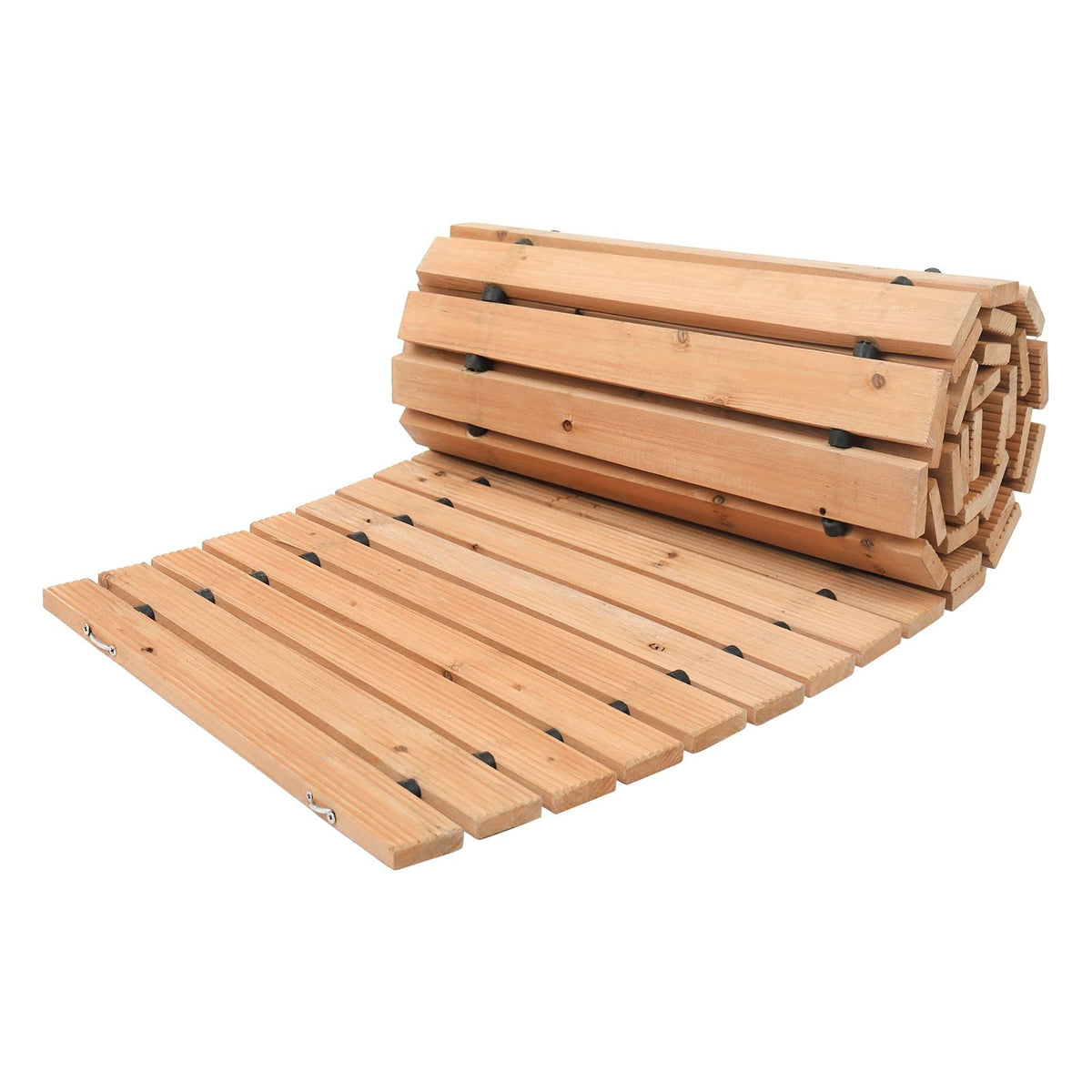 Wooden Garden Pathway, 7 ft x 17 in, Non-Slip Curved Garden Walkway, Roll Out Cedar Outdoor Walkway Path with Wire Rope Connection, Decorative Lawn Paver for Backyard Boardwalk Wedding Party