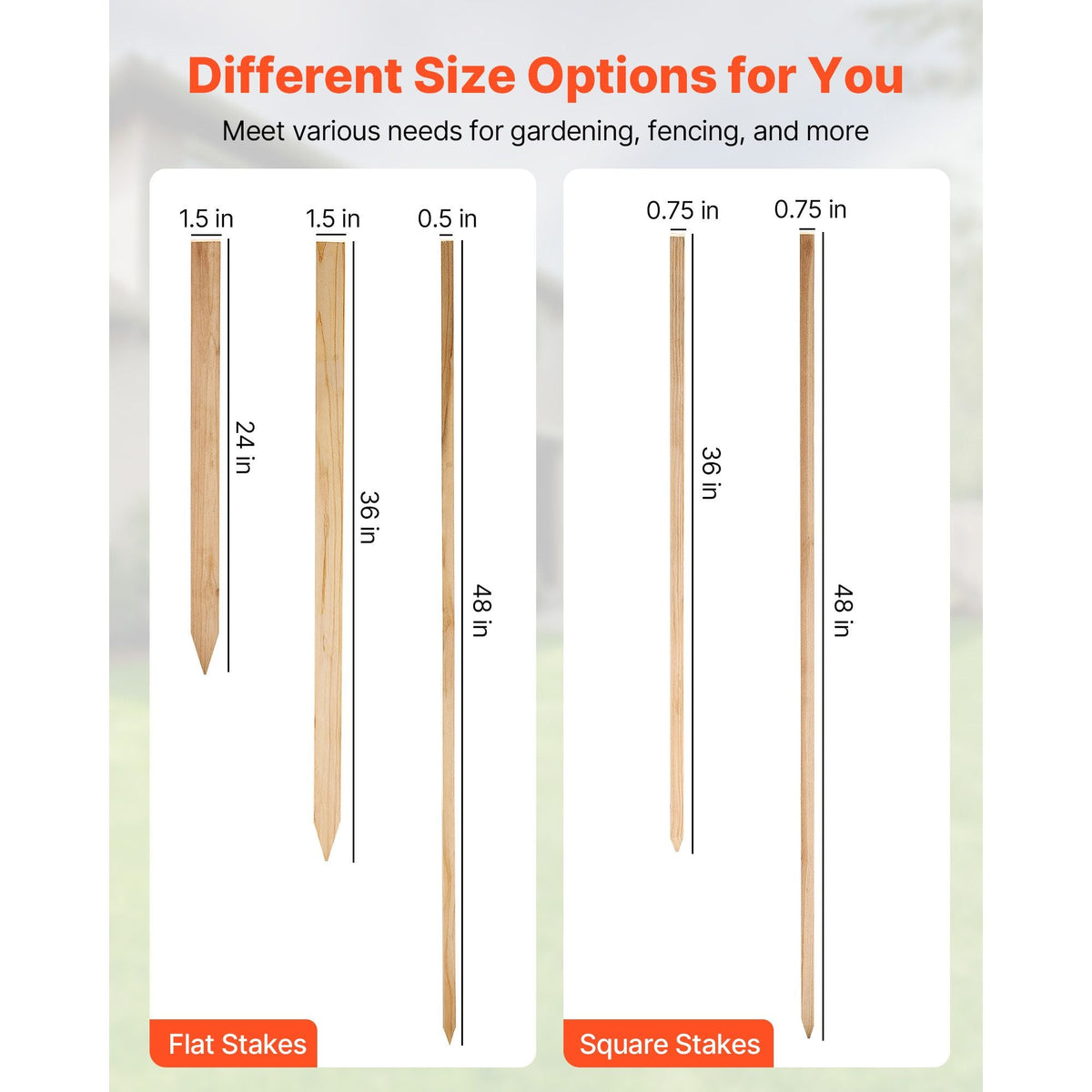 Wooden Garden Stakes, 25 Pcs 36x0.75x0.75 in Survey Grading Stakes, Garden Ground Stake with Sharp Point, Fir Wood Plant Support Stake, Sign Posts for Silt Fence Backyard Boundaries Baselines